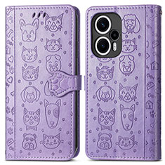 Custodia Portafoglio In Pelle Fantasia Modello Cover con Supporto S03D per Xiaomi Poco F5 5G Viola