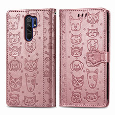 Custodia Portafoglio In Pelle Fantasia Modello Cover con Supporto S03D per Xiaomi Poco M2 Oro Rosa