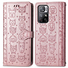 Custodia Portafoglio In Pelle Fantasia Modello Cover con Supporto S03D per Xiaomi Poco M4 Pro 5G Oro Rosa