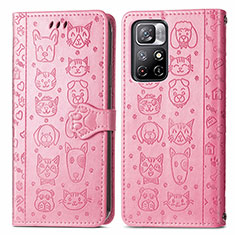 Custodia Portafoglio In Pelle Fantasia Modello Cover con Supporto S03D per Xiaomi Poco M4 Pro 5G Rosa