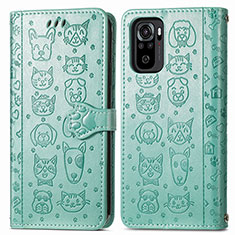 Custodia Portafoglio In Pelle Fantasia Modello Cover con Supporto S03D per Xiaomi Poco M5S Verde