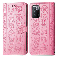 Custodia Portafoglio In Pelle Fantasia Modello Cover con Supporto S03D per Xiaomi Poco X3 GT 5G Rosa