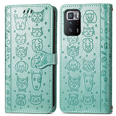 Custodia Portafoglio In Pelle Fantasia Modello Cover con Supporto S03D per Xiaomi Poco X3 GT 5G Verde