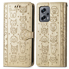 Custodia Portafoglio In Pelle Fantasia Modello Cover con Supporto S03D per Xiaomi Poco X4 GT 5G Oro