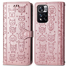 Custodia Portafoglio In Pelle Fantasia Modello Cover con Supporto S03D per Xiaomi Poco X4 NFC Oro Rosa