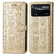 Custodia Portafoglio In Pelle Fantasia Modello Cover con Supporto S03D per Xiaomi Poco X4 Pro 5G Oro