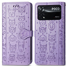 Custodia Portafoglio In Pelle Fantasia Modello Cover con Supporto S03D per Xiaomi Poco X4 Pro 5G Viola