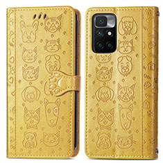 Custodia Portafoglio In Pelle Fantasia Modello Cover con Supporto S03D per Xiaomi Redmi 10 (2022) Giallo