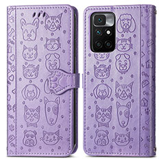 Custodia Portafoglio In Pelle Fantasia Modello Cover con Supporto S03D per Xiaomi Redmi 10 4G Viola