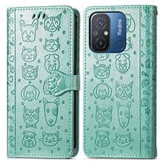 Custodia Portafoglio In Pelle Fantasia Modello Cover con Supporto S03D per Xiaomi Redmi 11A 4G Verde