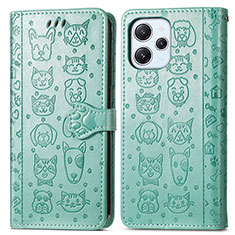 Custodia Portafoglio In Pelle Fantasia Modello Cover con Supporto S03D per Xiaomi Redmi 12 4G Verde