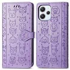 Custodia Portafoglio In Pelle Fantasia Modello Cover con Supporto S03D per Xiaomi Redmi 12 4G Viola