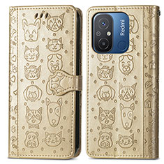 Custodia Portafoglio In Pelle Fantasia Modello Cover con Supporto S03D per Xiaomi Redmi 12C 4G Oro