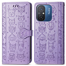 Custodia Portafoglio In Pelle Fantasia Modello Cover con Supporto S03D per Xiaomi Redmi 12C 4G Viola