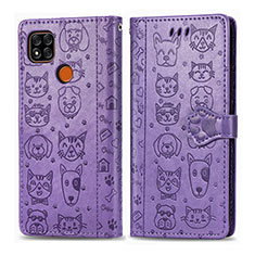 Custodia Portafoglio In Pelle Fantasia Modello Cover con Supporto S03D per Xiaomi Redmi 9 India Viola