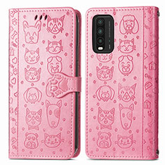 Custodia Portafoglio In Pelle Fantasia Modello Cover con Supporto S03D per Xiaomi Redmi 9 Power Oro Rosa