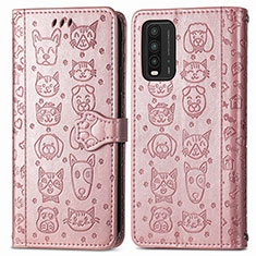 Custodia Portafoglio In Pelle Fantasia Modello Cover con Supporto S03D per Xiaomi Redmi 9 Power Rosa