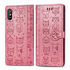 Custodia Portafoglio In Pelle Fantasia Modello Cover con Supporto S03D per Xiaomi Redmi 9A Rosa