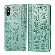 Custodia Portafoglio In Pelle Fantasia Modello Cover con Supporto S03D per Xiaomi Redmi 9A Verde