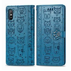 Custodia Portafoglio In Pelle Fantasia Modello Cover con Supporto S03D per Xiaomi Redmi 9AT Blu