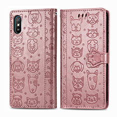 Custodia Portafoglio In Pelle Fantasia Modello Cover con Supporto S03D per Xiaomi Redmi 9i Oro Rosa