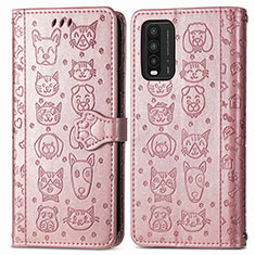 Custodia Portafoglio In Pelle Fantasia Modello Cover con Supporto S03D per Xiaomi Redmi 9T 4G Rosa