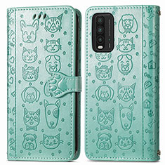 Custodia Portafoglio In Pelle Fantasia Modello Cover con Supporto S03D per Xiaomi Redmi 9T 4G Verde