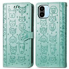 Custodia Portafoglio In Pelle Fantasia Modello Cover con Supporto S03D per Xiaomi Redmi A1 Verde