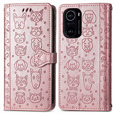 Custodia Portafoglio In Pelle Fantasia Modello Cover con Supporto S03D per Xiaomi Redmi K40 5G Oro Rosa