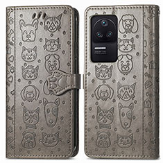 Custodia Portafoglio In Pelle Fantasia Modello Cover con Supporto S03D per Xiaomi Redmi K40S 5G Grigio