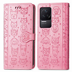 Custodia Portafoglio In Pelle Fantasia Modello Cover con Supporto S03D per Xiaomi Redmi K50 5G Rosa