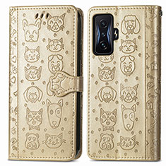 Custodia Portafoglio In Pelle Fantasia Modello Cover con Supporto S03D per Xiaomi Redmi K50 Gaming 5G Oro