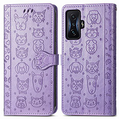 Custodia Portafoglio In Pelle Fantasia Modello Cover con Supporto S03D per Xiaomi Redmi K50 Gaming AMG F1 5G Viola