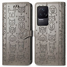 Custodia Portafoglio In Pelle Fantasia Modello Cover con Supporto S03D per Xiaomi Redmi K50 Pro 5G Grigio