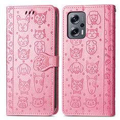 Custodia Portafoglio In Pelle Fantasia Modello Cover con Supporto S03D per Xiaomi Redmi K50i 5G Rosa