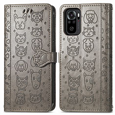 Custodia Portafoglio In Pelle Fantasia Modello Cover con Supporto S03D per Xiaomi Redmi Note 10 4G Grigio