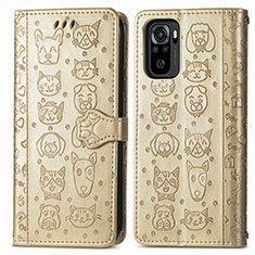 Custodia Portafoglio In Pelle Fantasia Modello Cover con Supporto S03D per Xiaomi Redmi Note 10 4G Oro