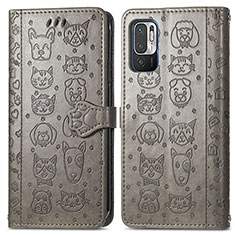 Custodia Portafoglio In Pelle Fantasia Modello Cover con Supporto S03D per Xiaomi Redmi Note 10 5G Grigio