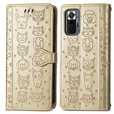 Custodia Portafoglio In Pelle Fantasia Modello Cover con Supporto S03D per Xiaomi Redmi Note 10 Pro 4G Oro