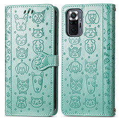 Custodia Portafoglio In Pelle Fantasia Modello Cover con Supporto S03D per Xiaomi Redmi Note 10 Pro 4G Verde