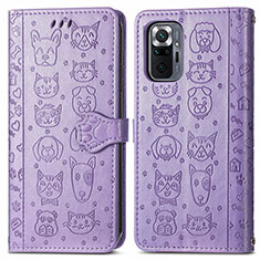 Custodia Portafoglio In Pelle Fantasia Modello Cover con Supporto S03D per Xiaomi Redmi Note 10 Pro 4G Viola