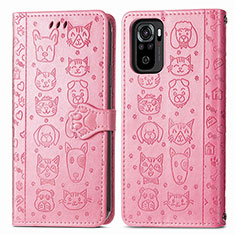 Custodia Portafoglio In Pelle Fantasia Modello Cover con Supporto S03D per Xiaomi Redmi Note 10S 4G Rosa