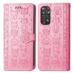 Custodia Portafoglio In Pelle Fantasia Modello Cover con Supporto S03D per Xiaomi Redmi Note 11 4G (2022) Rosa