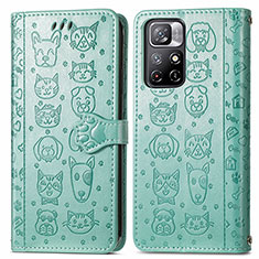 Custodia Portafoglio In Pelle Fantasia Modello Cover con Supporto S03D per Xiaomi Redmi Note 11 5G Verde