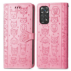 Custodia Portafoglio In Pelle Fantasia Modello Cover con Supporto S03D per Xiaomi Redmi Note 11 Pro 4G Rosa