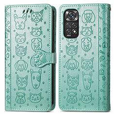 Custodia Portafoglio In Pelle Fantasia Modello Cover con Supporto S03D per Xiaomi Redmi Note 11 Pro 4G Verde