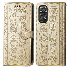 Custodia Portafoglio In Pelle Fantasia Modello Cover con Supporto S03D per Xiaomi Redmi Note 11 Pro 5G Oro