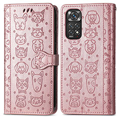 Custodia Portafoglio In Pelle Fantasia Modello Cover con Supporto S03D per Xiaomi Redmi Note 11 Pro 5G Oro Rosa