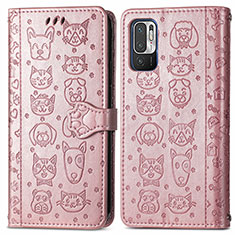 Custodia Portafoglio In Pelle Fantasia Modello Cover con Supporto S03D per Xiaomi Redmi Note 11 SE 5G Oro Rosa