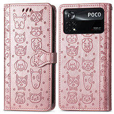 Custodia Portafoglio In Pelle Fantasia Modello Cover con Supporto S03D per Xiaomi Redmi Note 11E Pro 5G Oro Rosa